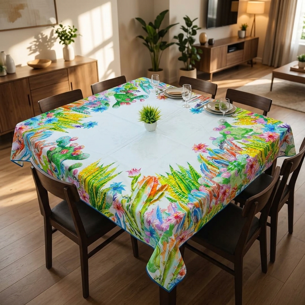 Dining Table Cover 60 × 72 Inches – Elegant Tablecloth for 6-Seater Dining Table (Mixed Design)