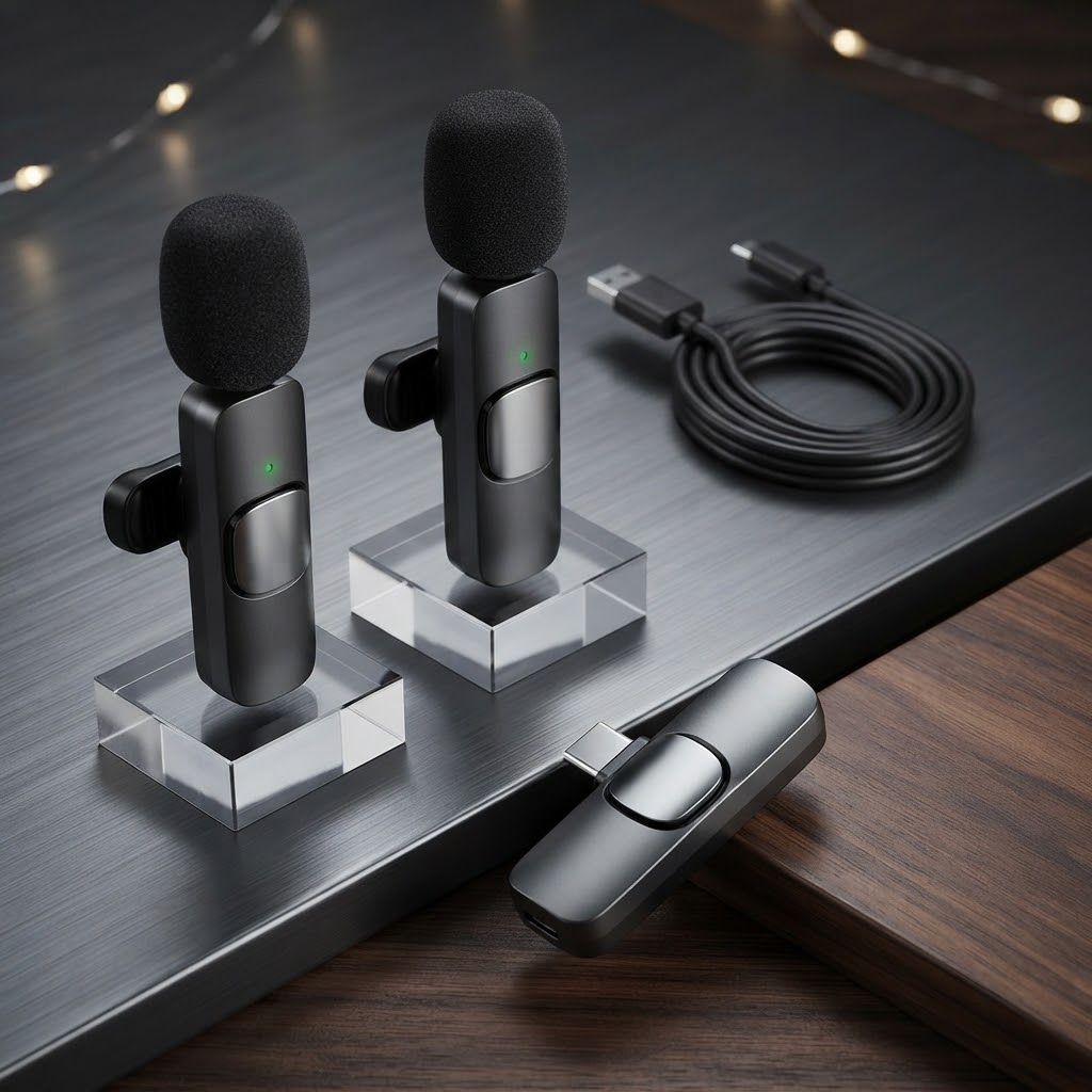 K11 Dual Wireless Lavalier Microphone for iPhone & Android – Dual Clip-On Bluetooth Mic, 2-Person Wireless Microphone with Reverb, Noise Reduction, Clear Sound for TikTok, YouTube, Vlogging, Podcast & Interviews