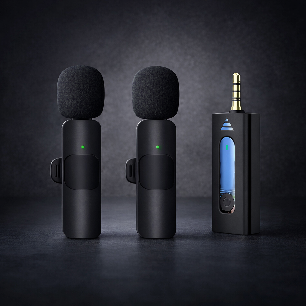 K35 Wireless Microphone – High-Quality 2.4GHz Lapel Mic Set with 3.5mm Receiver for Mobile Phones, Cameras, Speakers & Vlogging - double