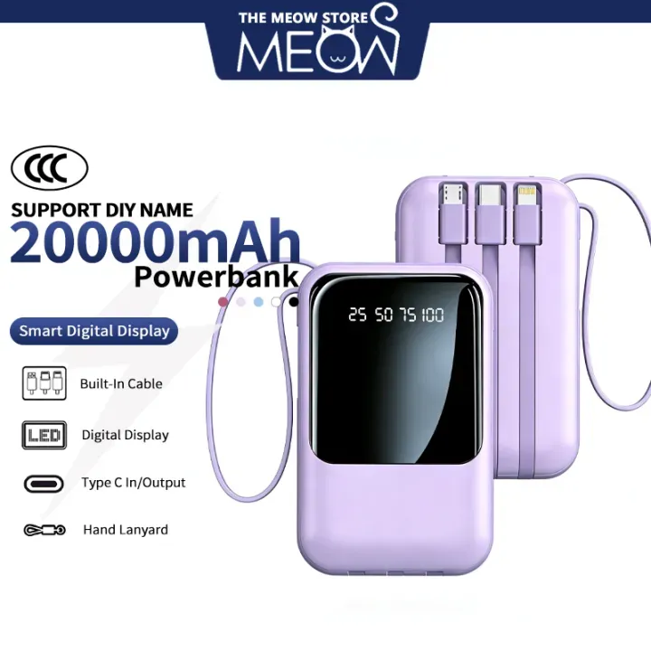 Olike Ultra Power Bank P402 20000mAh – Built-in Charging Cables, Multi-Port Fast Charging