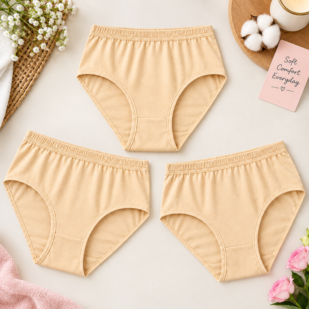 Everyday Soft Cotton Jersey Women's Panties Breathable Comfortable Ladies Underwear Innerwear - Pack of 5 - L