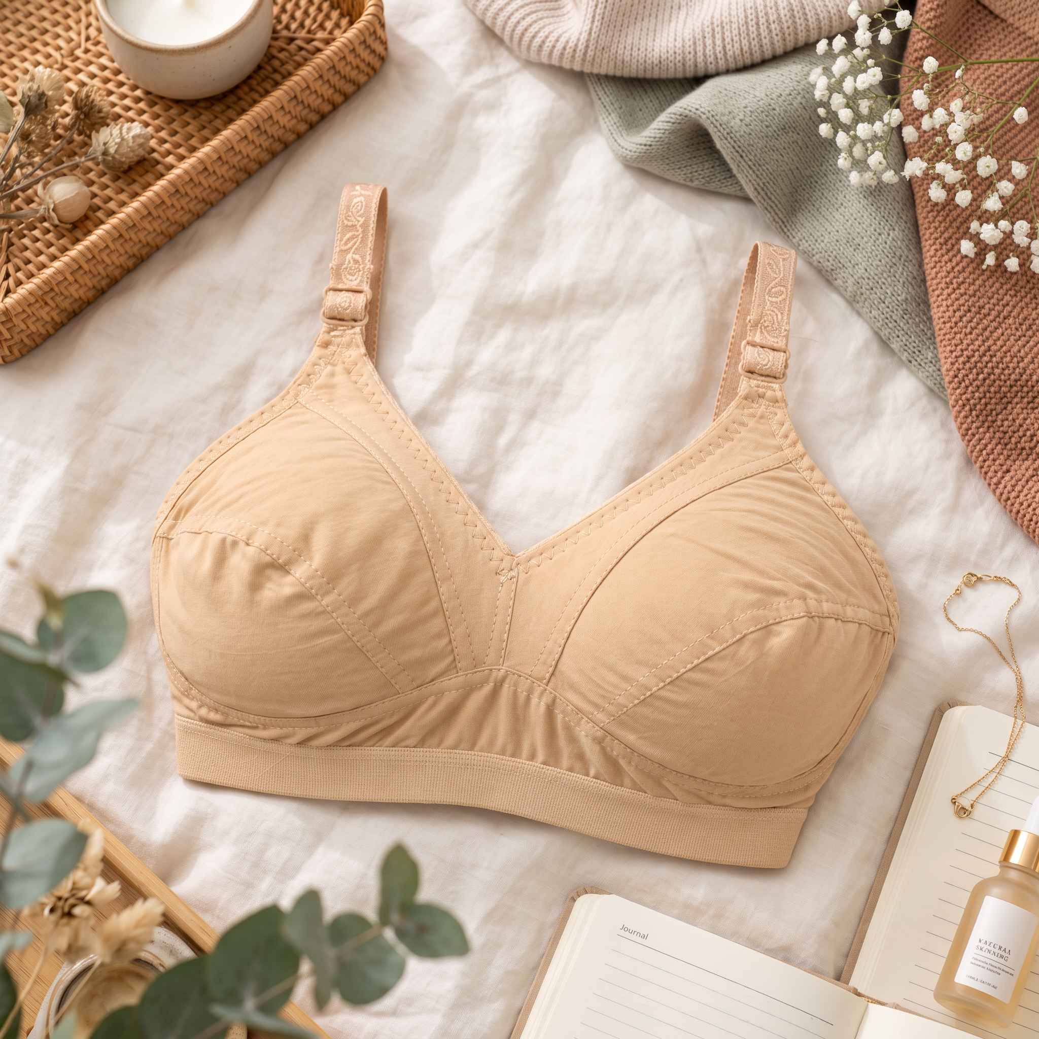 Pack of 3 Premium Comfort Cotton Bra – Plain & Embroidered Design