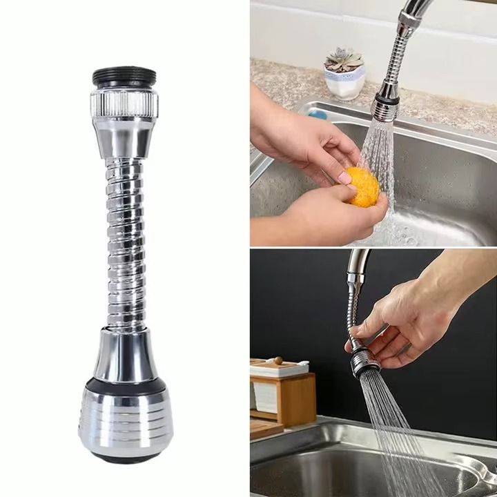 Turbo Flex 360 Degree Swivel Faucet Nozzle - Kitchen & Bathroom Tap Water Filter - Flexible Hose Sink Sprayer - 2 Spray Modes - Hands