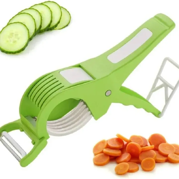 Vegetable & Fruit Multi Cutter With Peeler Bhindi Cutter Slicer Stainless Steel 5 Blade Vegetable Cutter