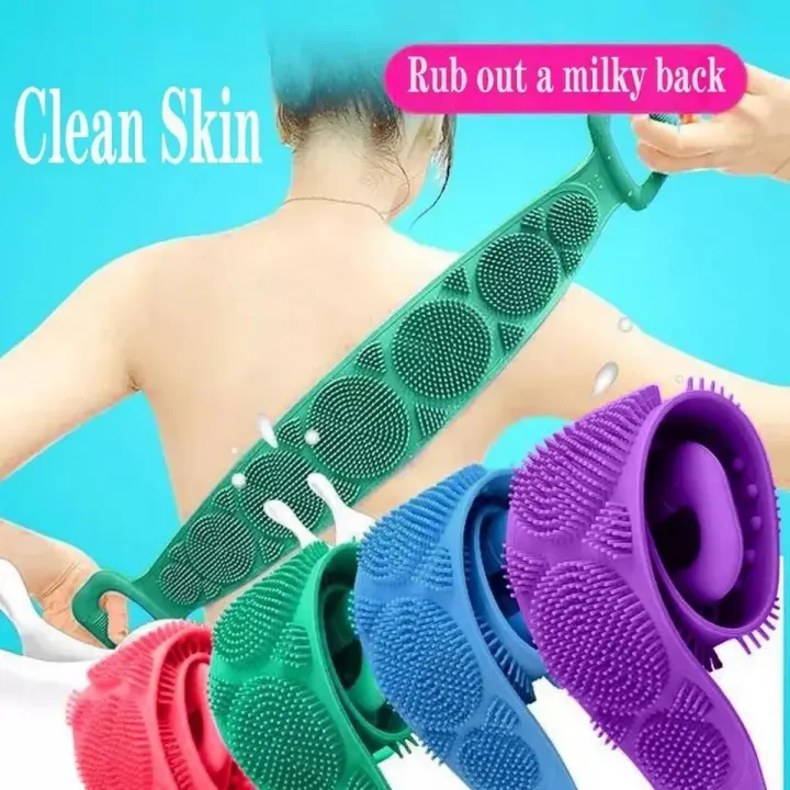 Silicone Back Bath Shower Wash Body Belt Brush Bath Towel Exfoliating Body Brush For Bathroom Accessories Nylon Towel Body